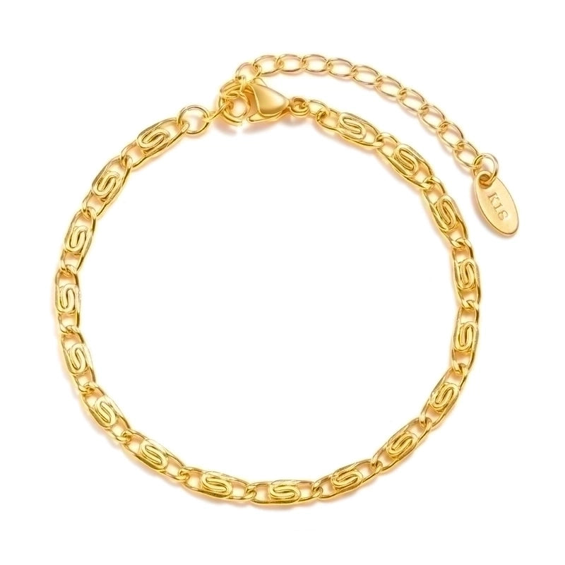 IG Style Casual Minimalist Geometric 201 Stainless Steel 18K Gold Plated Bracelets In Bulk
