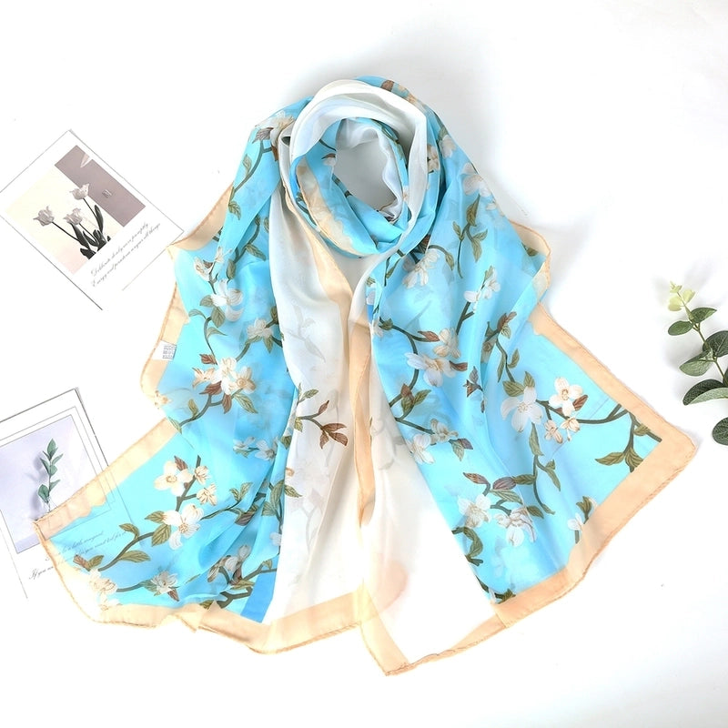 Women's Sweet Rose Chiffon Silk Scarf