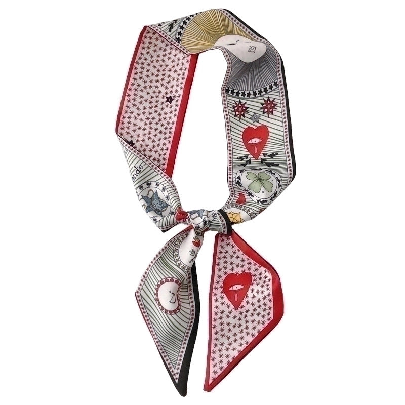 10 Pieces Women's Fashion Geometric Satin Silk Scarves