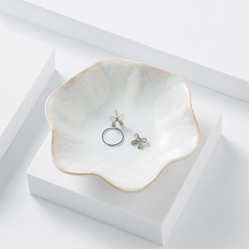 Jewelry Plate Tray Blue And Pink Storage Plate Household Snack Dish Taste Dish Ceramic Lotus Jewelry Plate