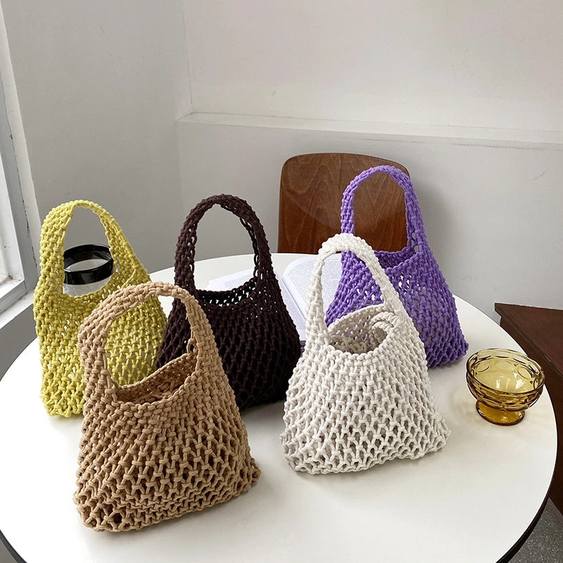 Women's Medium All Seasons Cotton Rope Streetwear Handbag Straw Bag