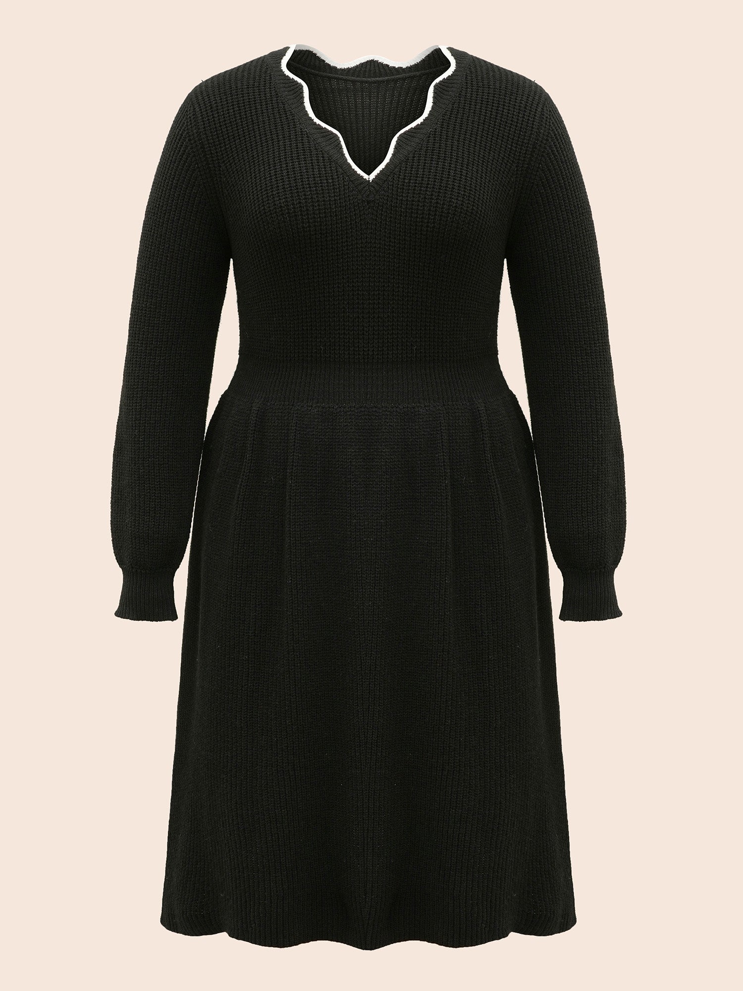 Supersoft Essentials Contrast Lace Collar Wool Sweater Dress