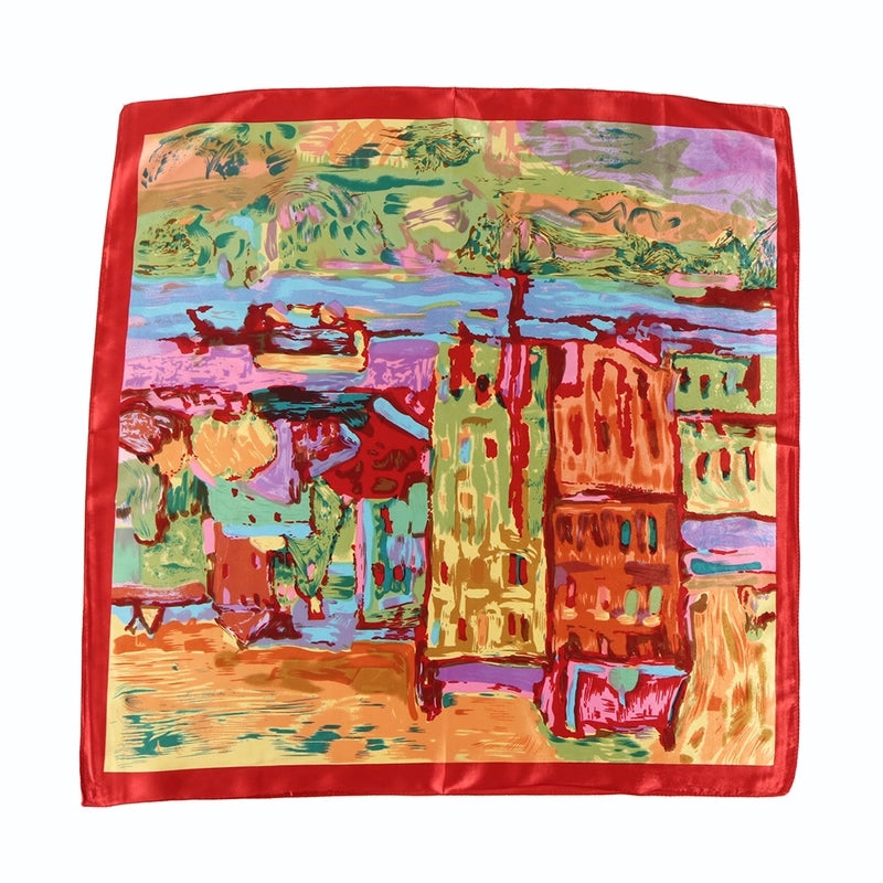 Women's Elegant Vintage Style Color Block Polyester Silk Scarf