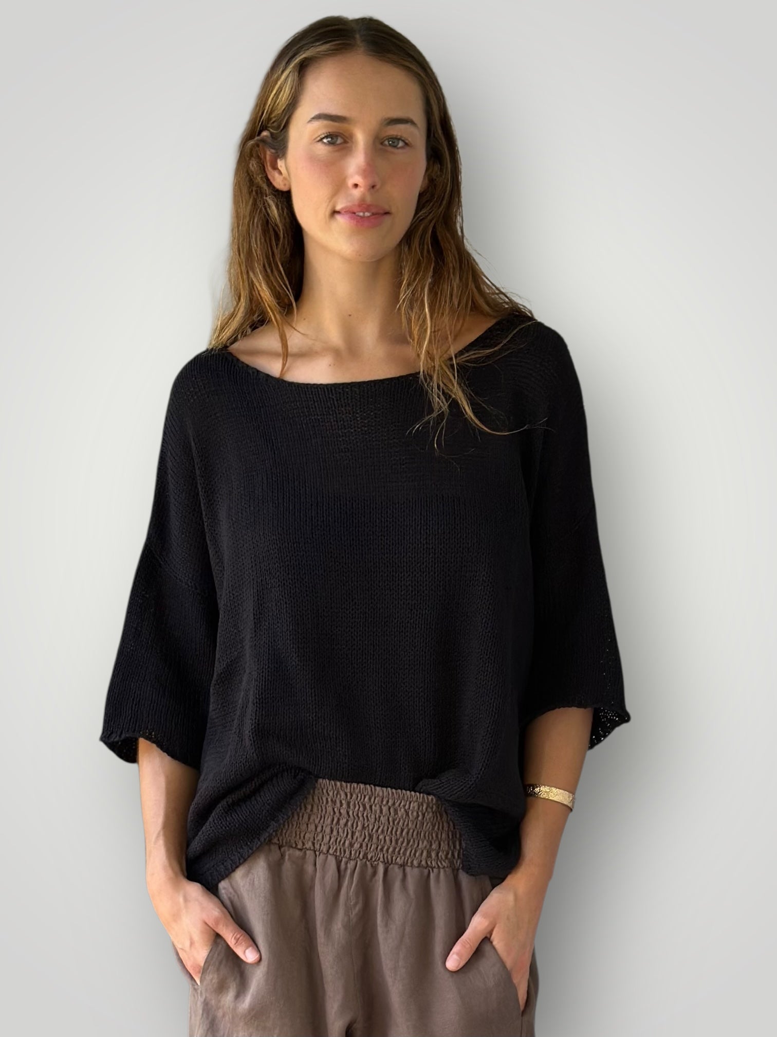 top-black cotton knit
