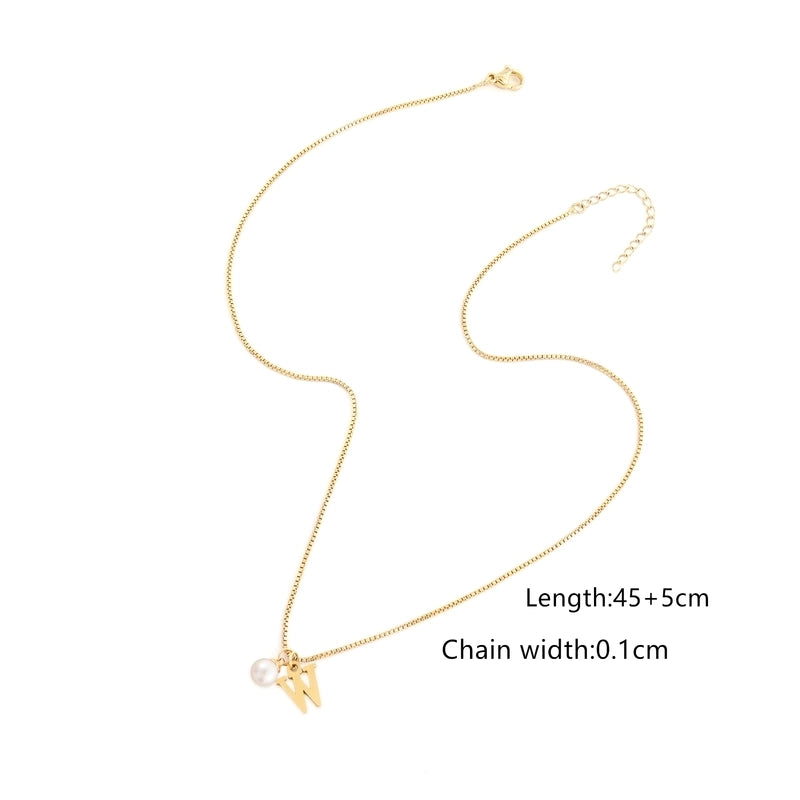 Elegant Minimalist Classic Style Letter 304 Stainless Steel Artificial Pearl Copper Stainless Steel Necklaces