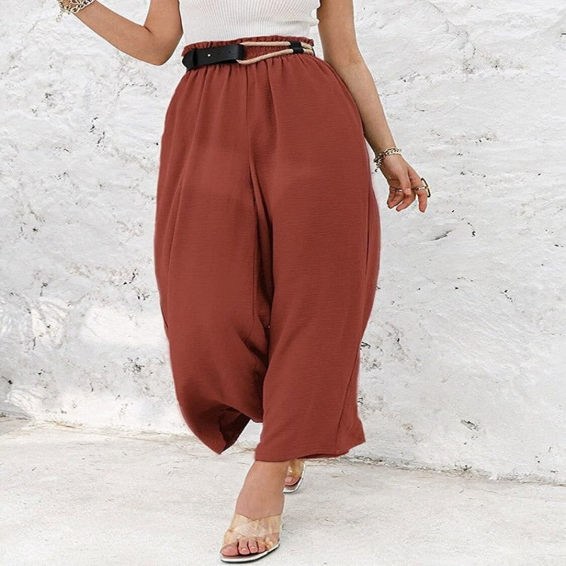 Summer High Waisted Wide Linen Pants For Women
