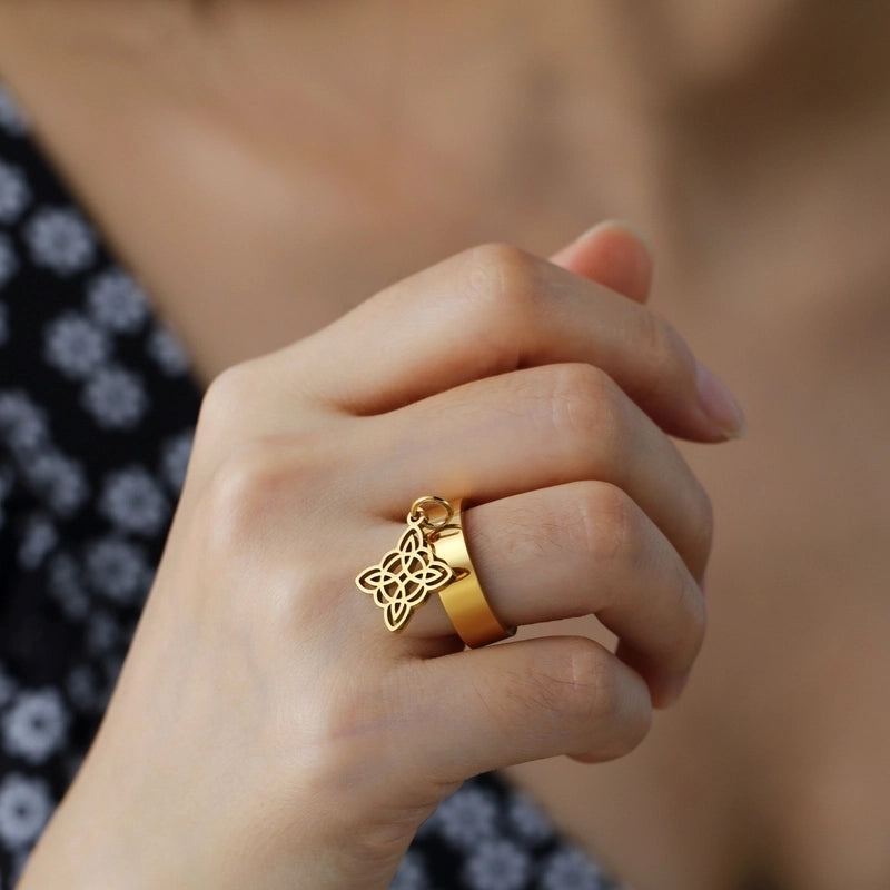 Minimalist Witch Knot Solid Color Titanium Steel Plating Rings