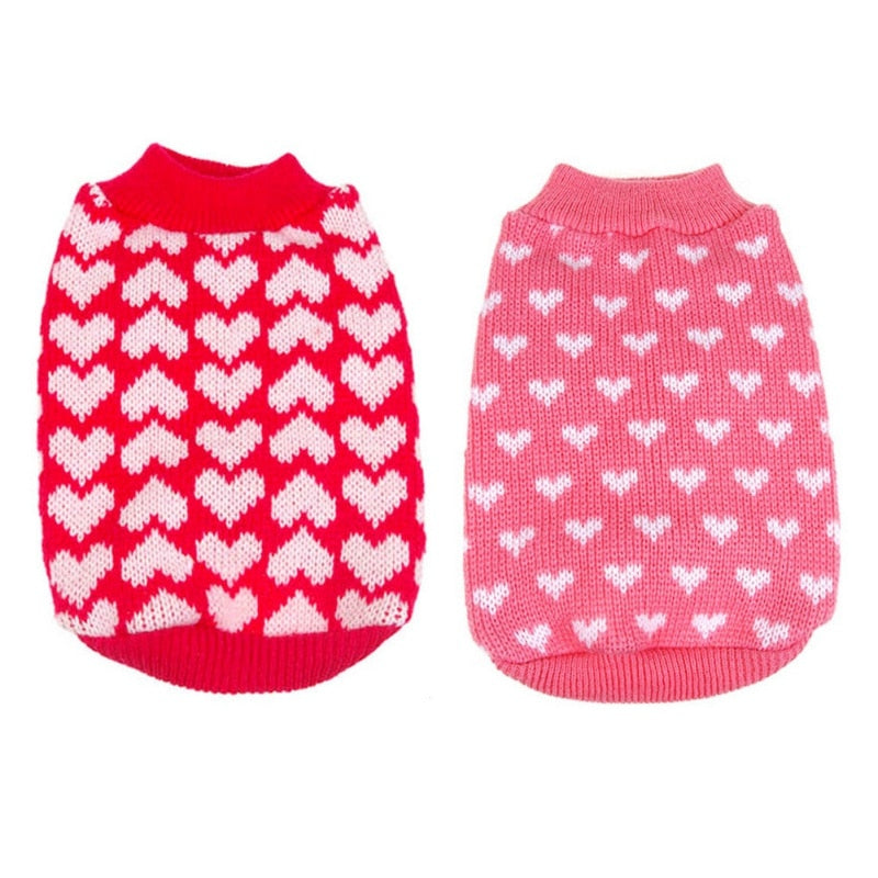 Heart Printed Dog Cat Sweater