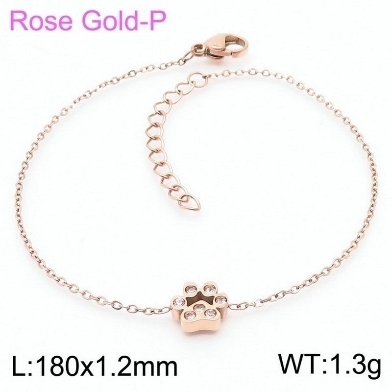 Minimalist Korean Style Animal Paw Print Titanium Steel 18K Gold Plated Plating Bracelets Earrings Necklace