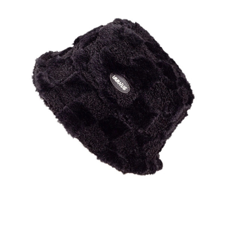 Japanese Style Lamb Fleece Fisherman Hat Women's Winter Korean Style Fashion Style Casual Warm Fleece-lined Hat