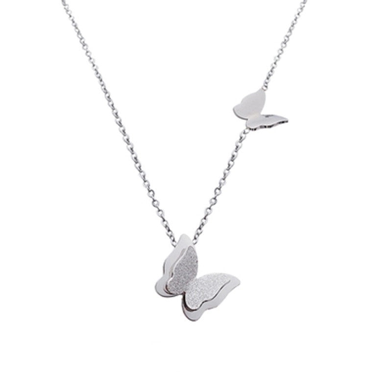 Fashion Minimalist Butterfly Titanium Steel Plating Butterfly Necklace