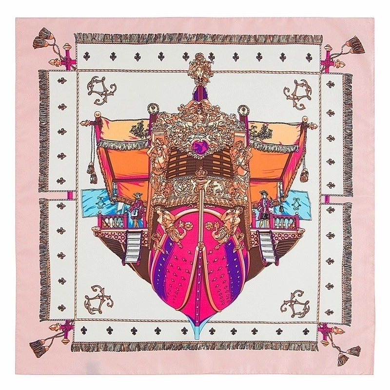 Ladies New 60cm Simulation Silk Twill Silk Carriage Flower Square Scarf