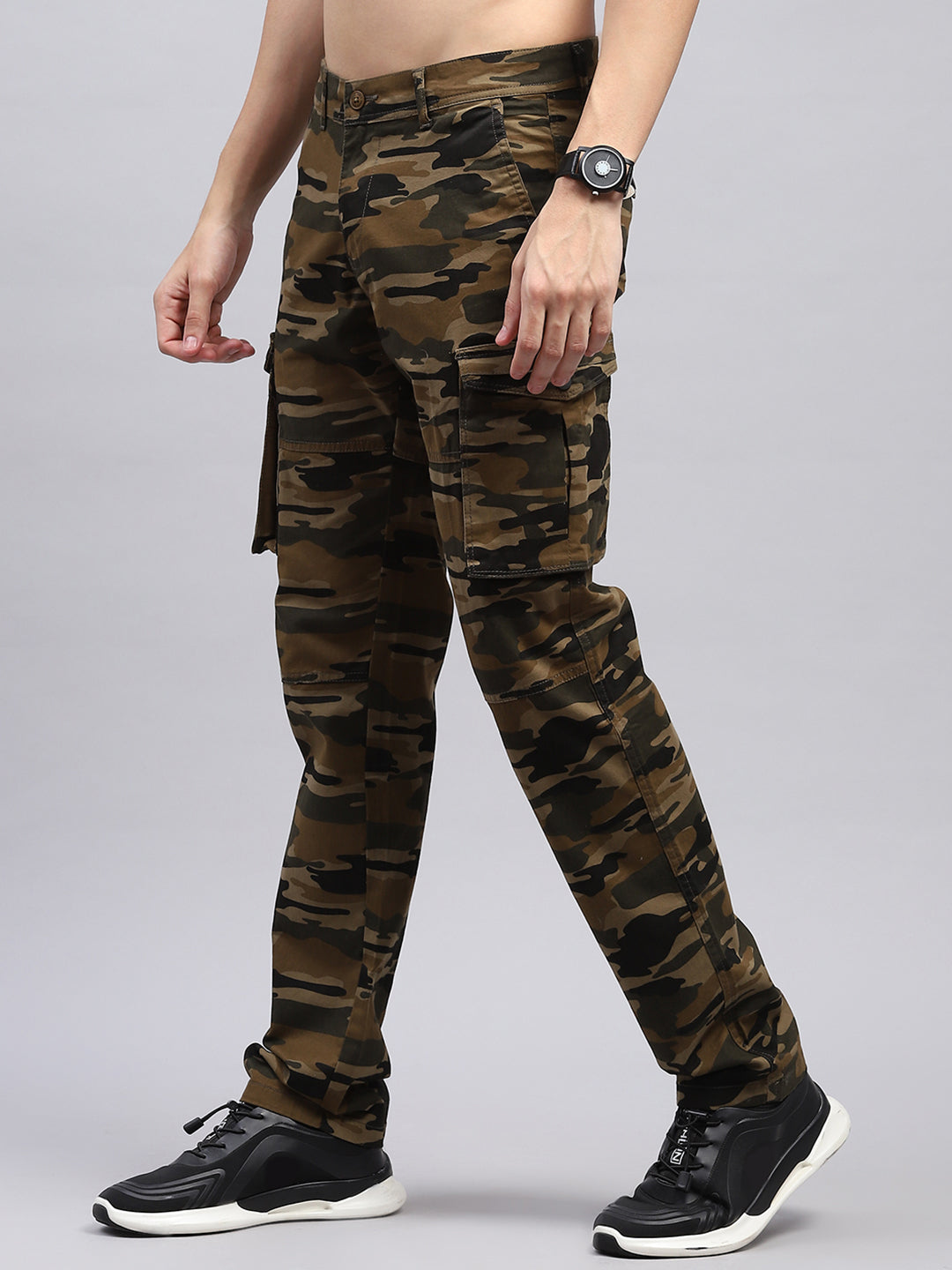 Men Khaki Printed Cargo Cargo