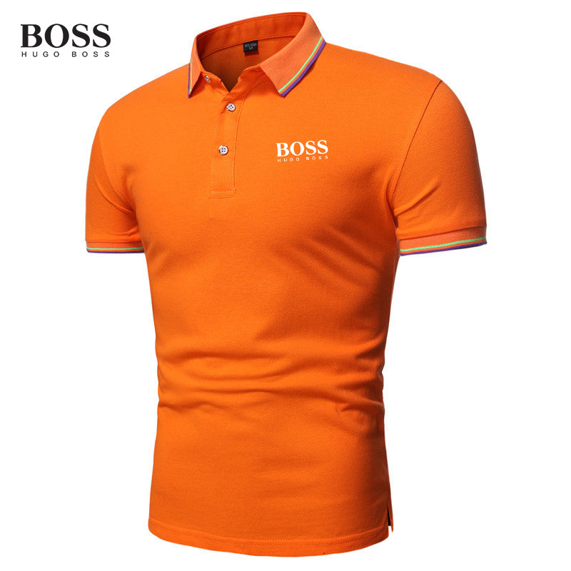 BOSS Men-s Button Stand Collar Short Sleeve Polo Shirts