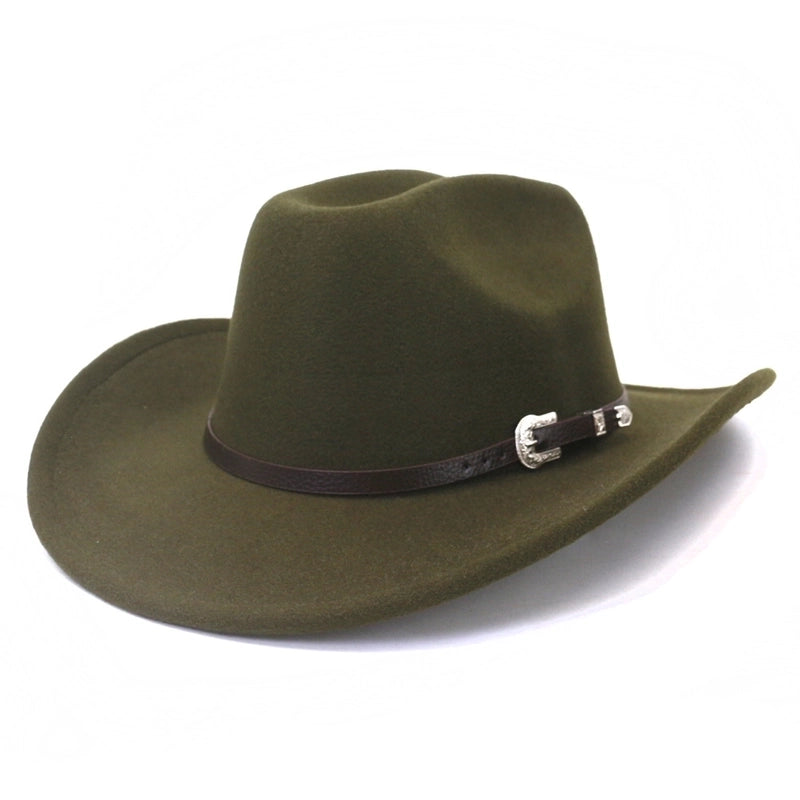 Unisex Basic Cowboy Style Solid Color Big Eaves Fedora Hat