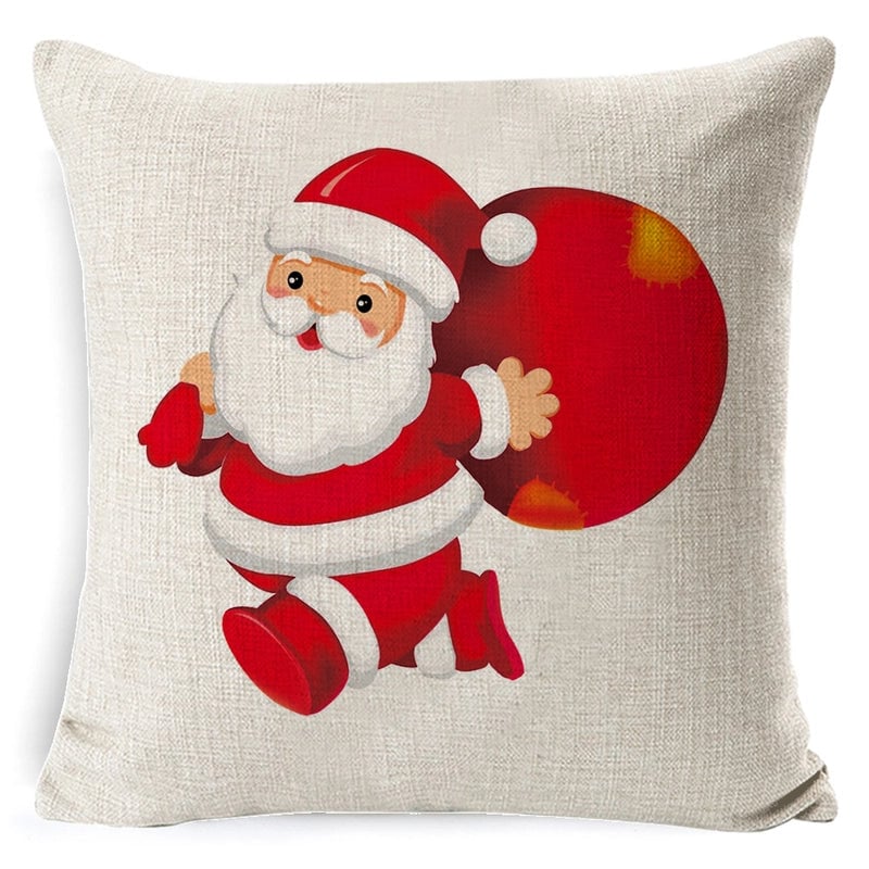 Retro Christmas Tree Santa Claus Christmas Socks Linen Pillow Cases