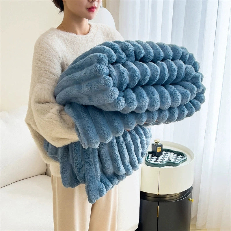 Rabbit Plush Blanket Multifunctional Nap Blanket Faleirong Summer Air-conditioning Quilt Small Blanket Sofa Cover Blanket Car Blanket
