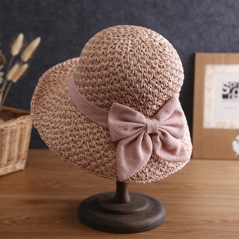 Elegante Sombrero De Paja De Crochet Con Detalle De Volantes