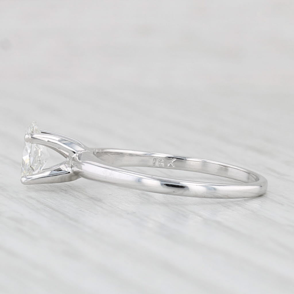 0.64ct Oval Diamond Solitaire Engagement Ring 18k White Gold Size 6.75