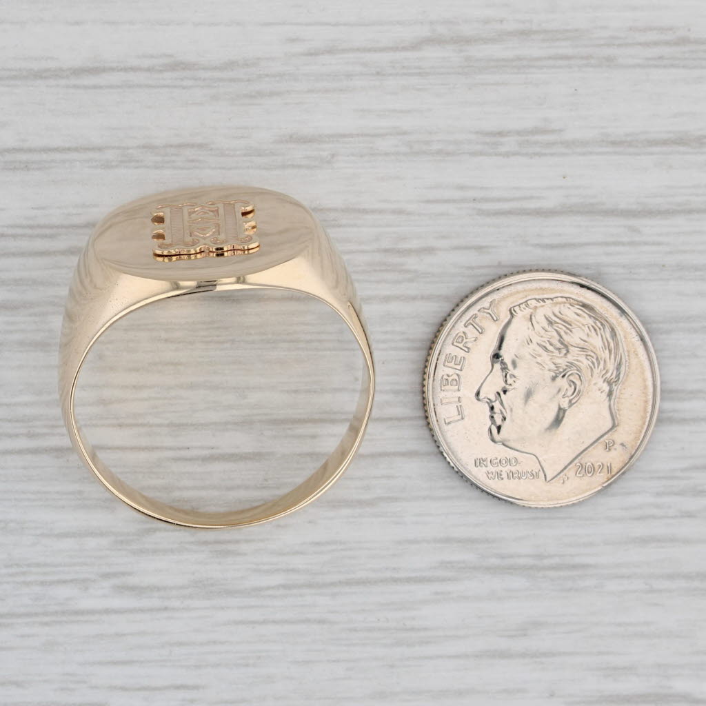 Old English H Signet Ring 10k Yellow Gold Men's Size 12 Initial Letter