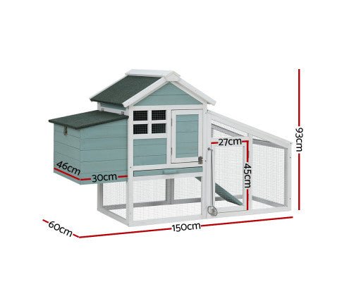 Modern Wooden Outdoor Rabbit Run Enclosure in Mint