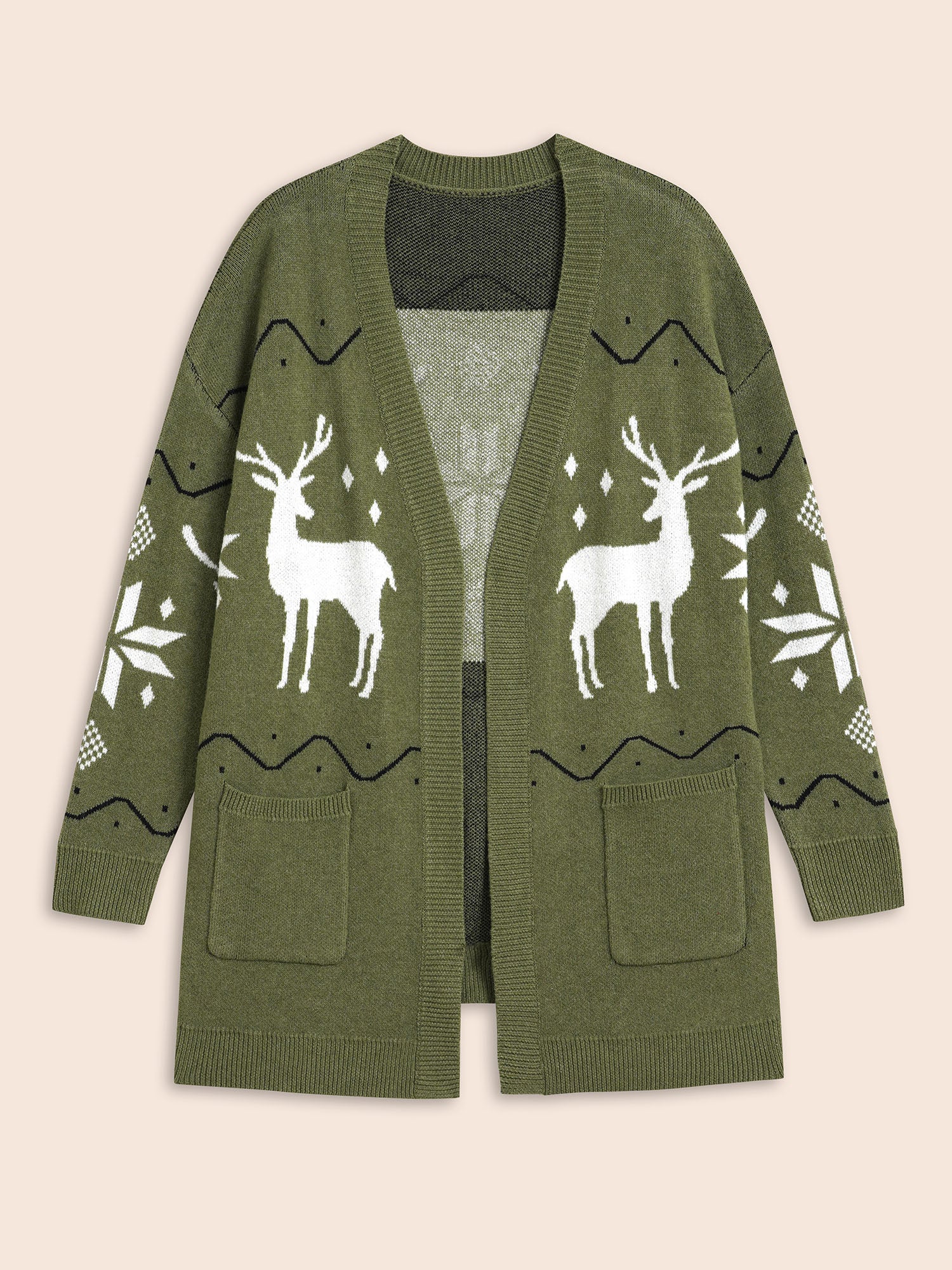 Supersoft Essentials Reindeer Pattern V-neck Long Cardigan