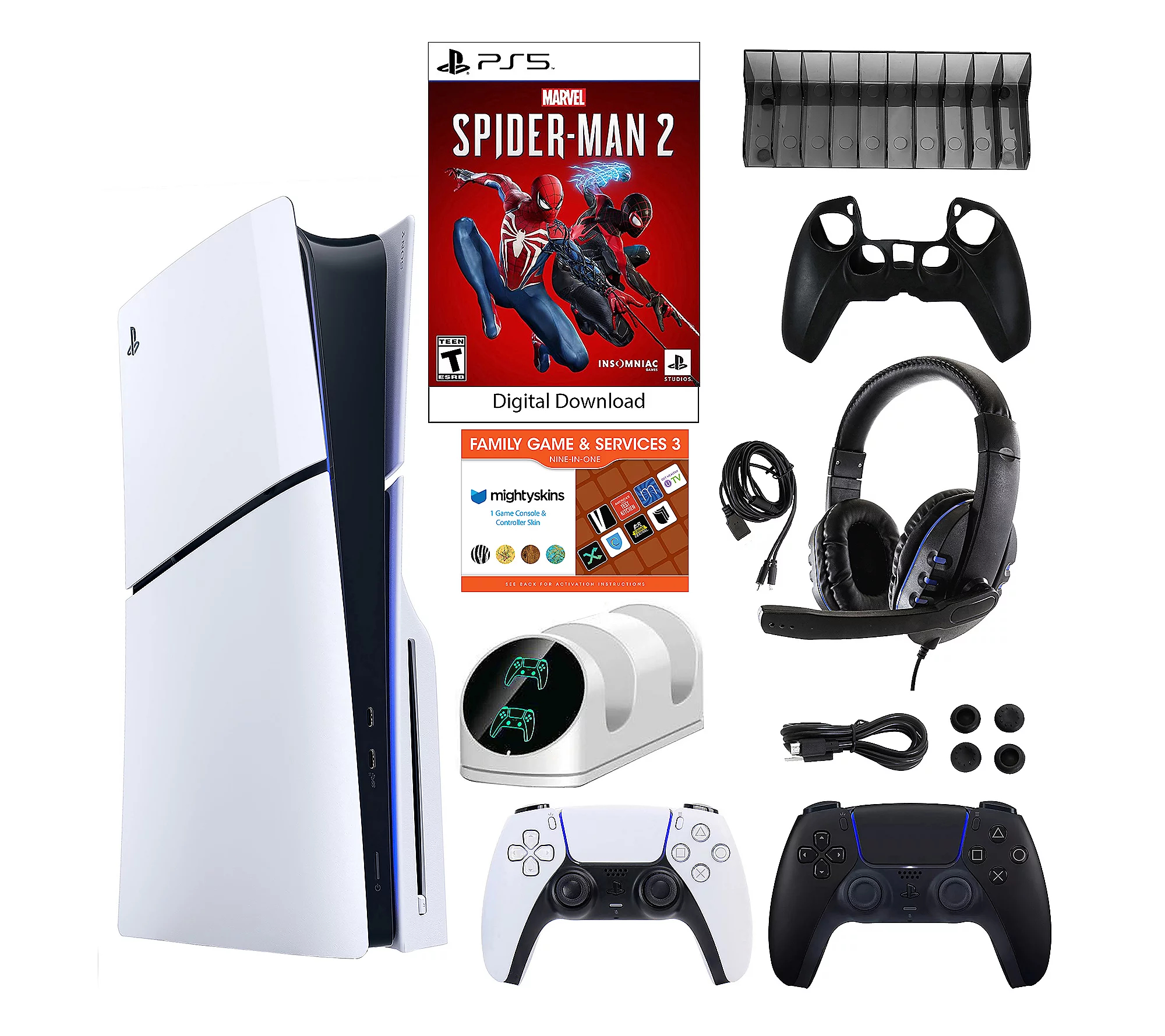 QVC 2025 New year promotion🎉Only $49.90🎁PS5 Slim Disc Console with Spider-Man 2, 2 Controllers, & Accessories