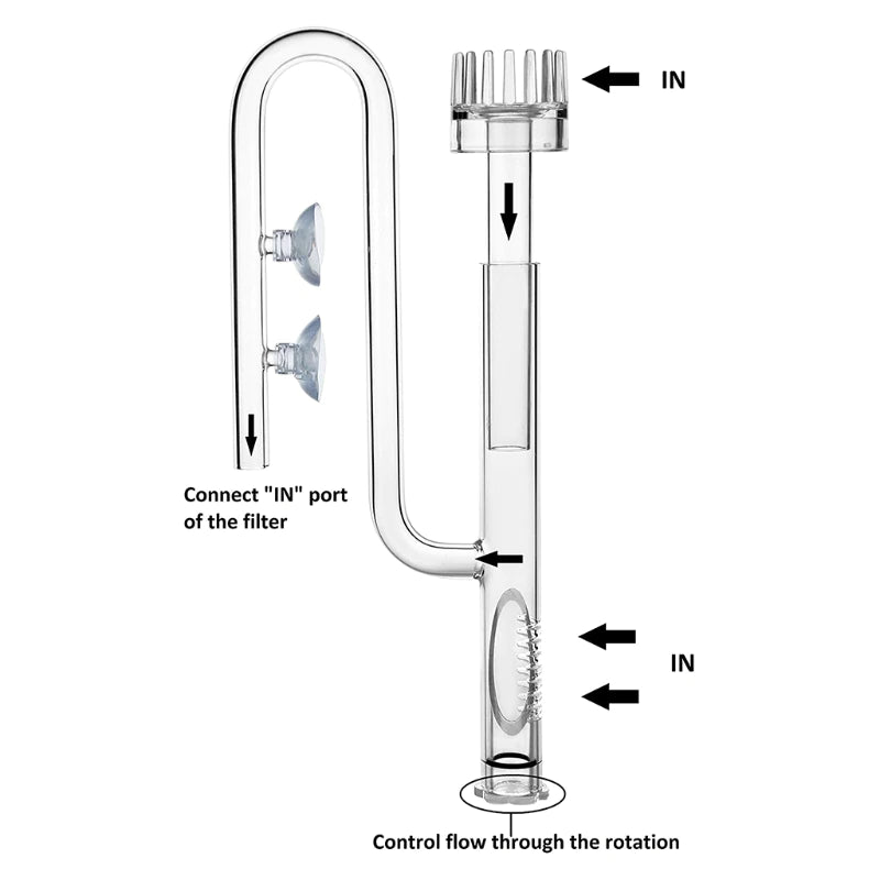 Glass Pipe Inflow Surface Skimmer For Aquarium