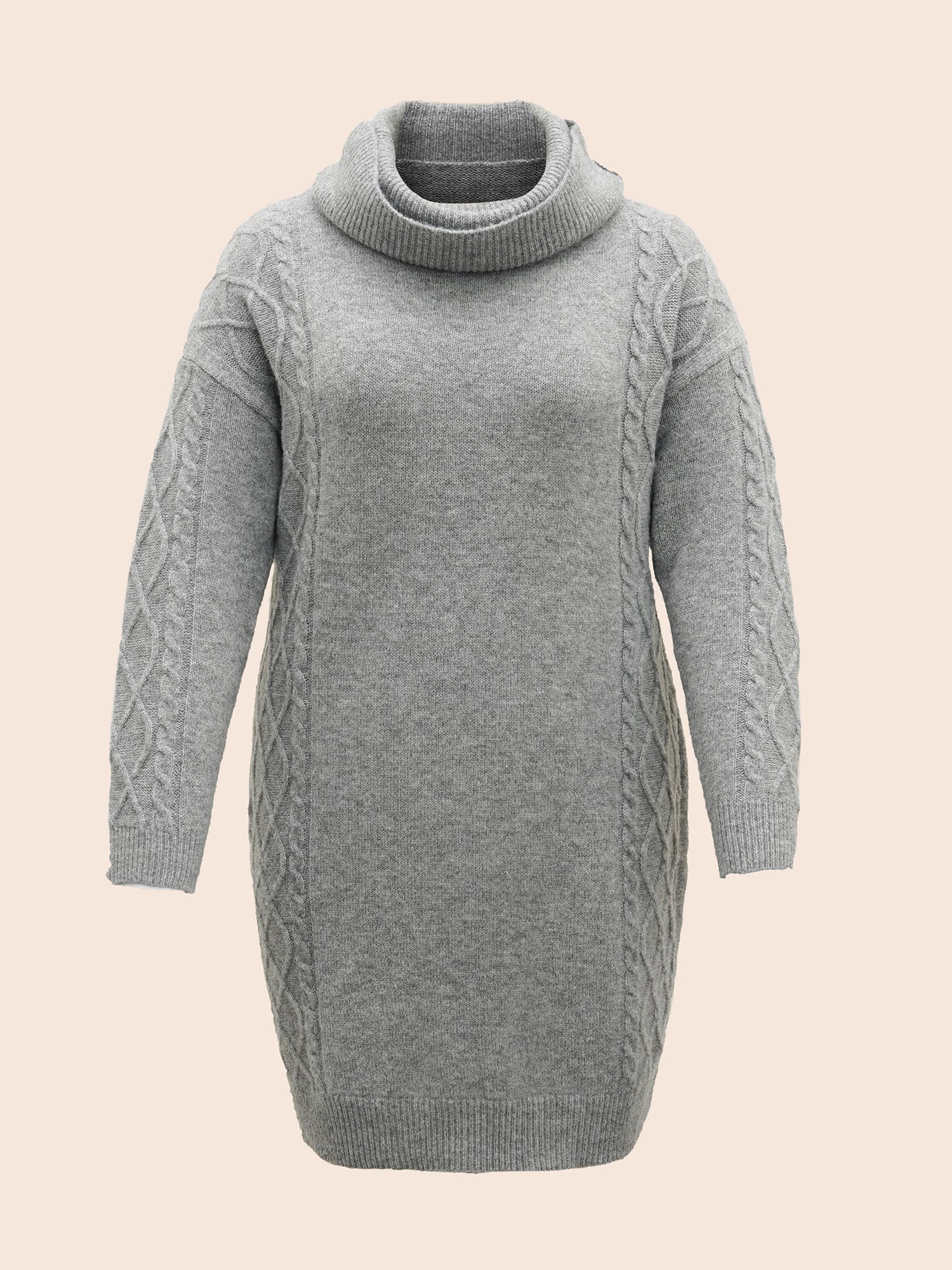 Airy Cozy Cable Knit Wool Sweater Dress