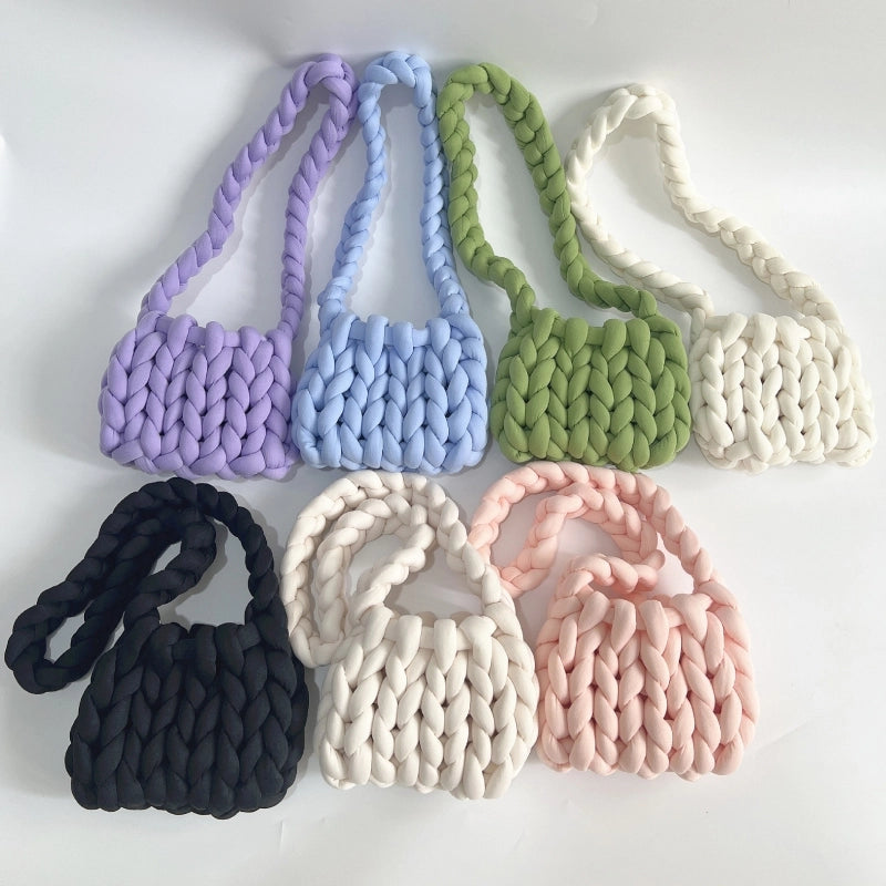 New Thick Ice Island Thread Woven Bag Diy Hand-woven Bag Filling Core Yarn Shoulder Bag