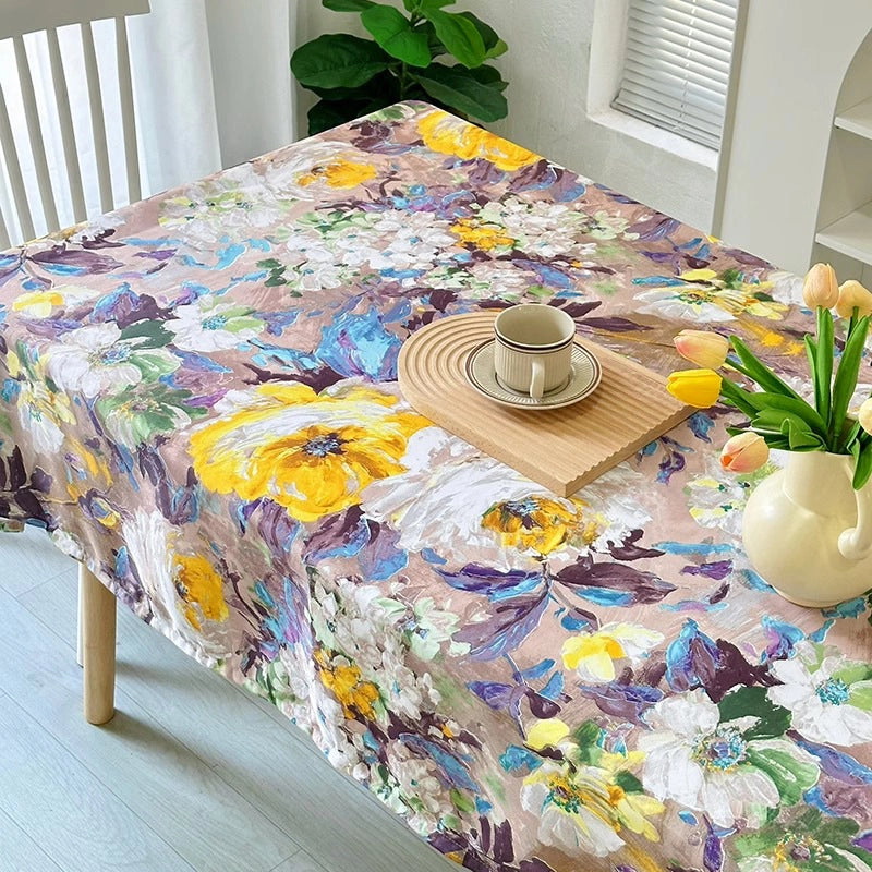 Retro Flower Polyester Tablecloths