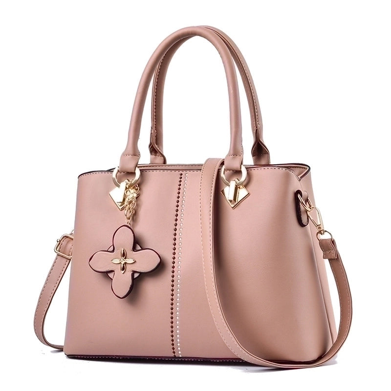 Women's Large Pu Leather Solid Color Fashion Ornament Square Zipper Crossbody Bag