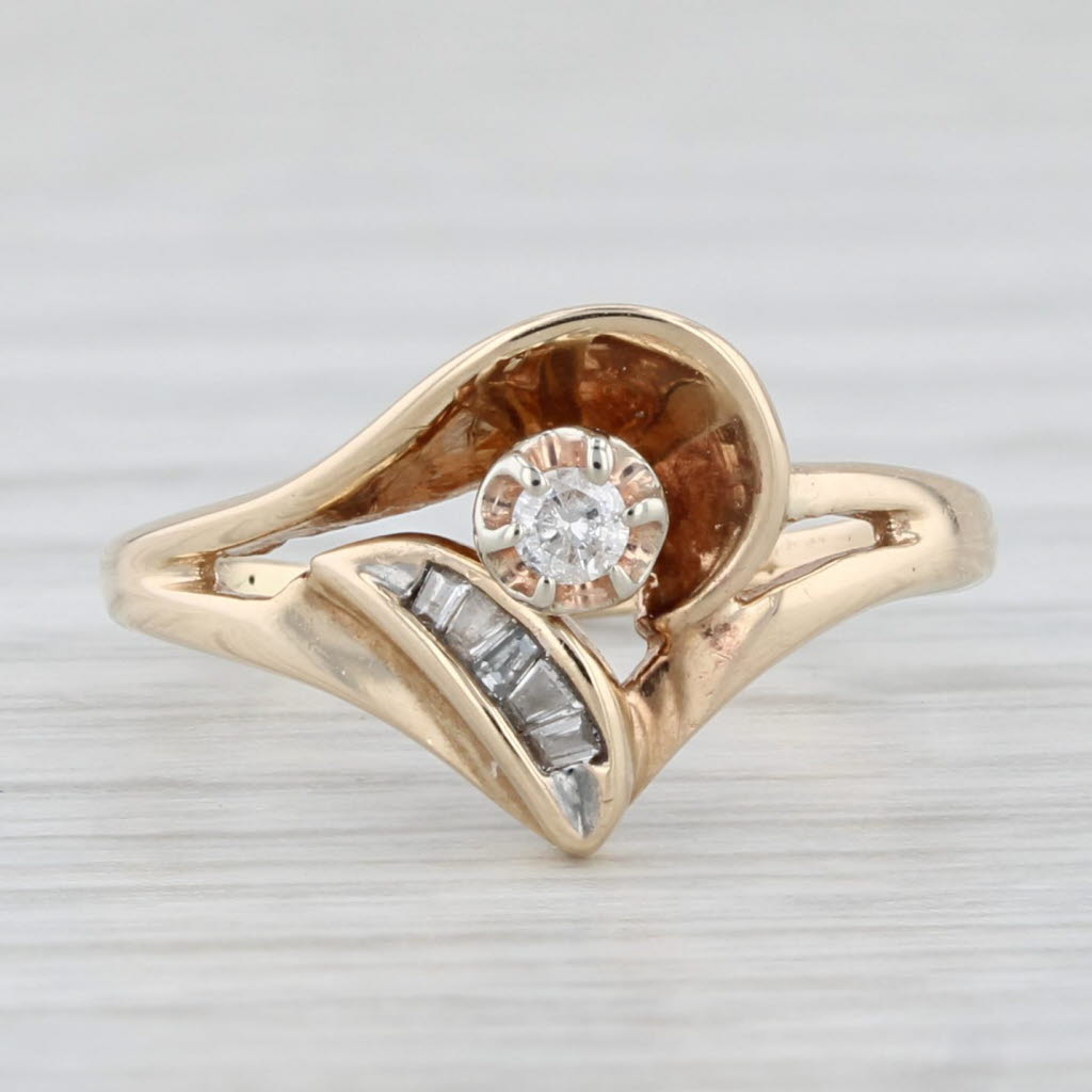Diamond Abstract Heart Ring 10k Yellow Gold Size 3.5
