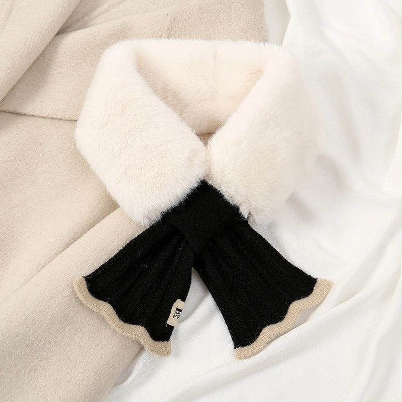 Women's Minimalist Classic Style Solid Color Faux Rabbit Fur Scarf