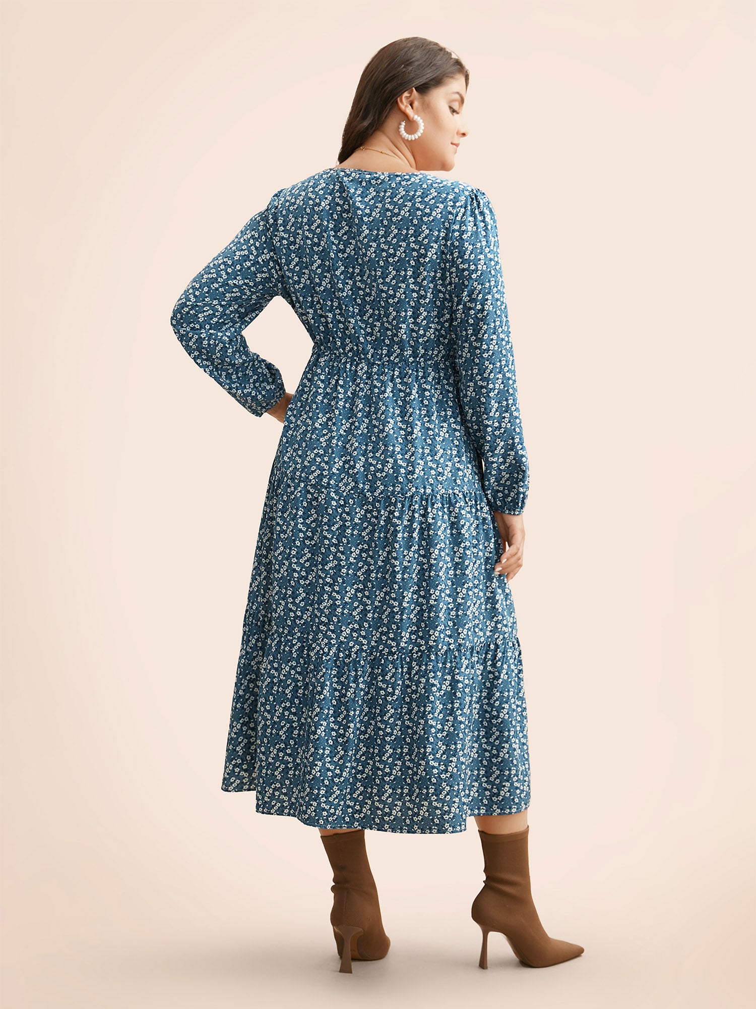 Ditsy Floral Ruffle Layered Hem Dress