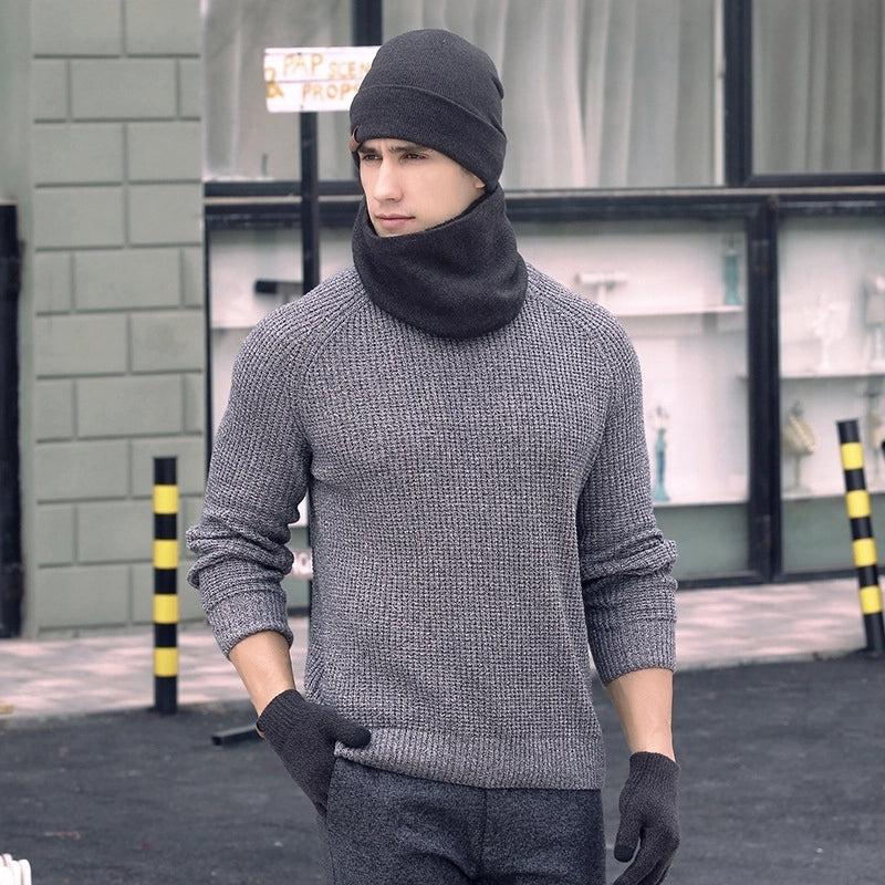 Winter Scarf Hat Gloves Three-piece Knitted Gloves Wool Scarf Warm Suit