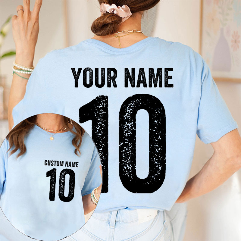 Name And Back Number Teacher Two Sided T-Shirt