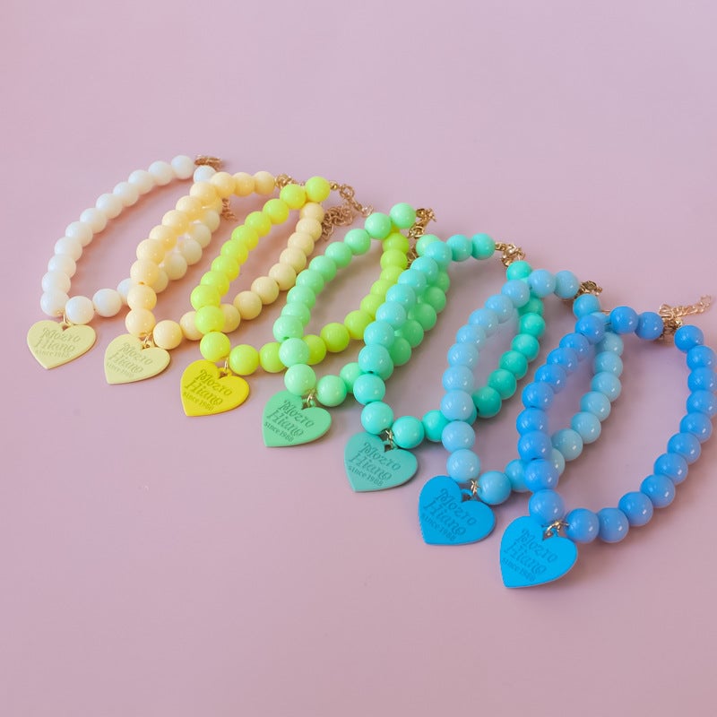 Rainbow Bead Dog Cat Necklace Collar