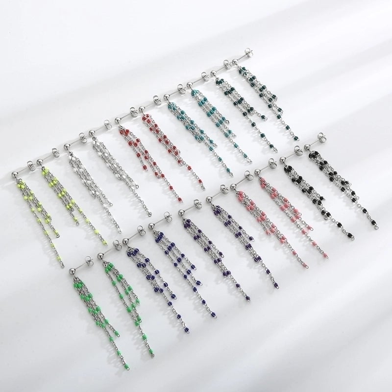 1 Pair Modern Style Tassel Plating Chain Stainless Steel 18K Gold Plated Drop Earrings