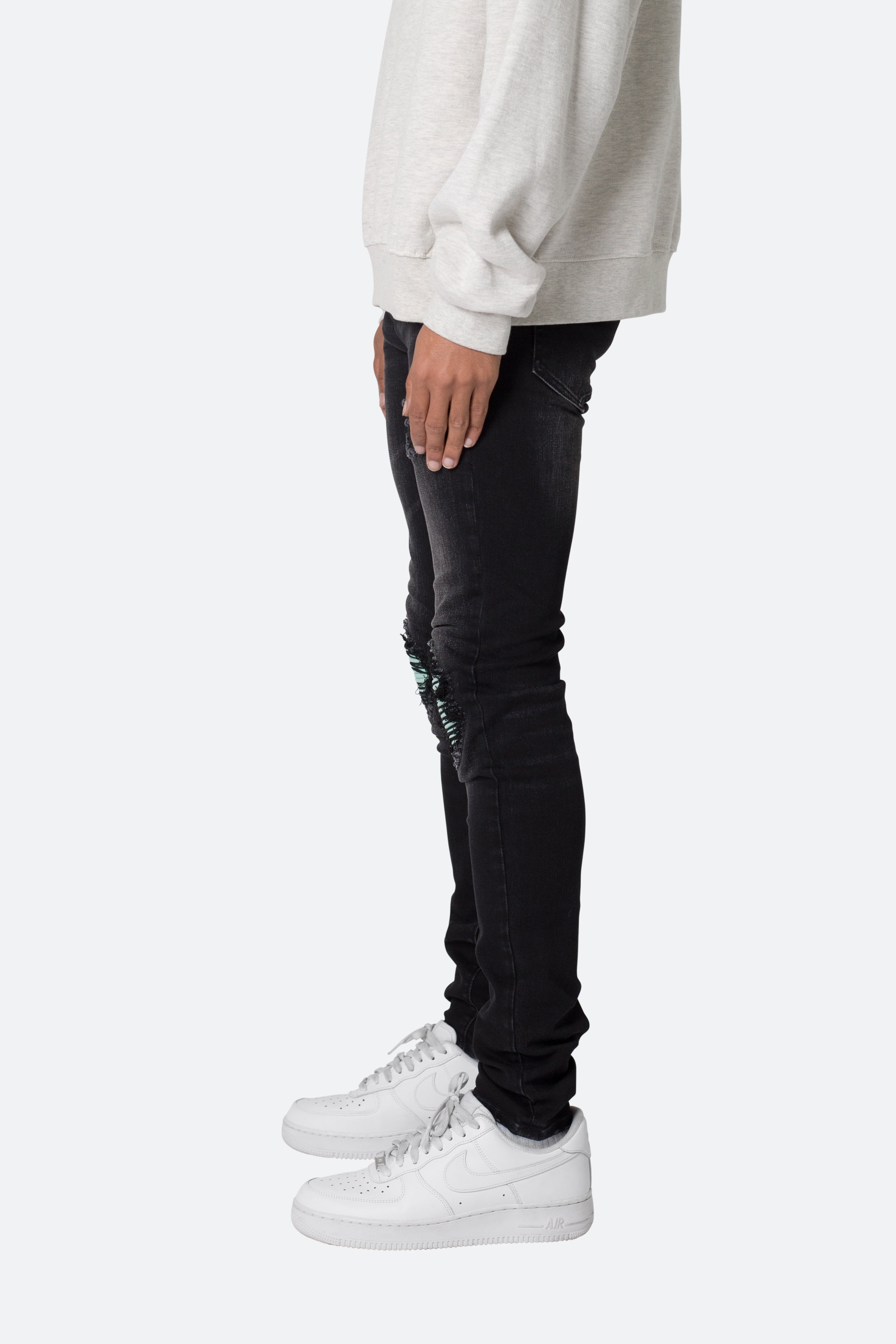 X559 Skinny Moto Denim - Black/Green