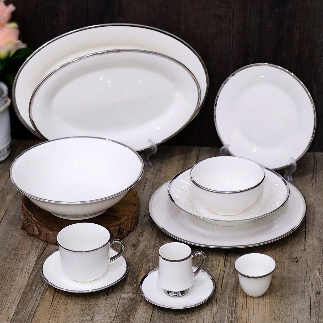 Silver Top Porcelain Set