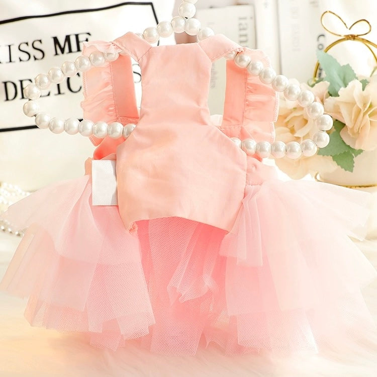 Plaid Heart Pattern Dog Cat Lace Dress