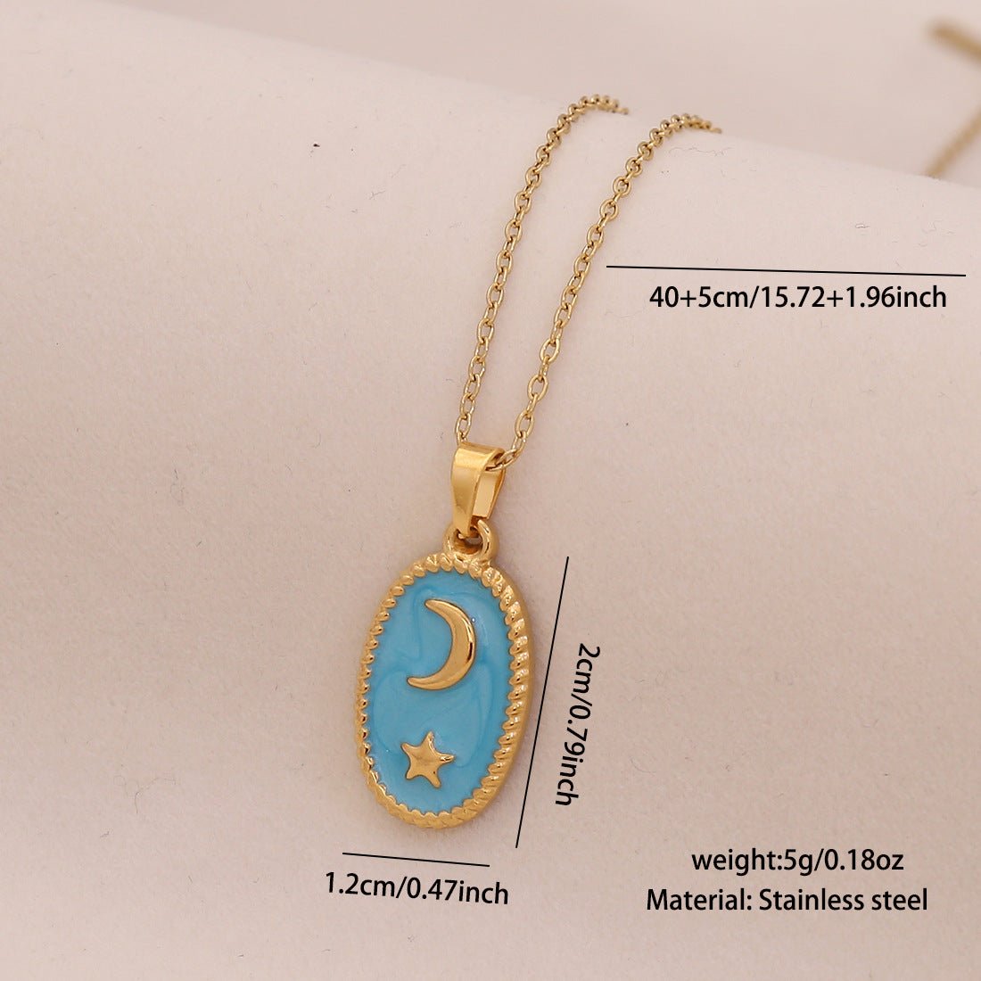 Star Moon Stainless Steel Pendant Necklace Devil'S Eye Necklace N1581