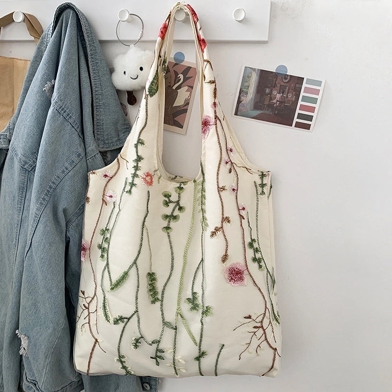 Women's Large Canvas Butterfly Vintage Style Square Open Underarm Bag