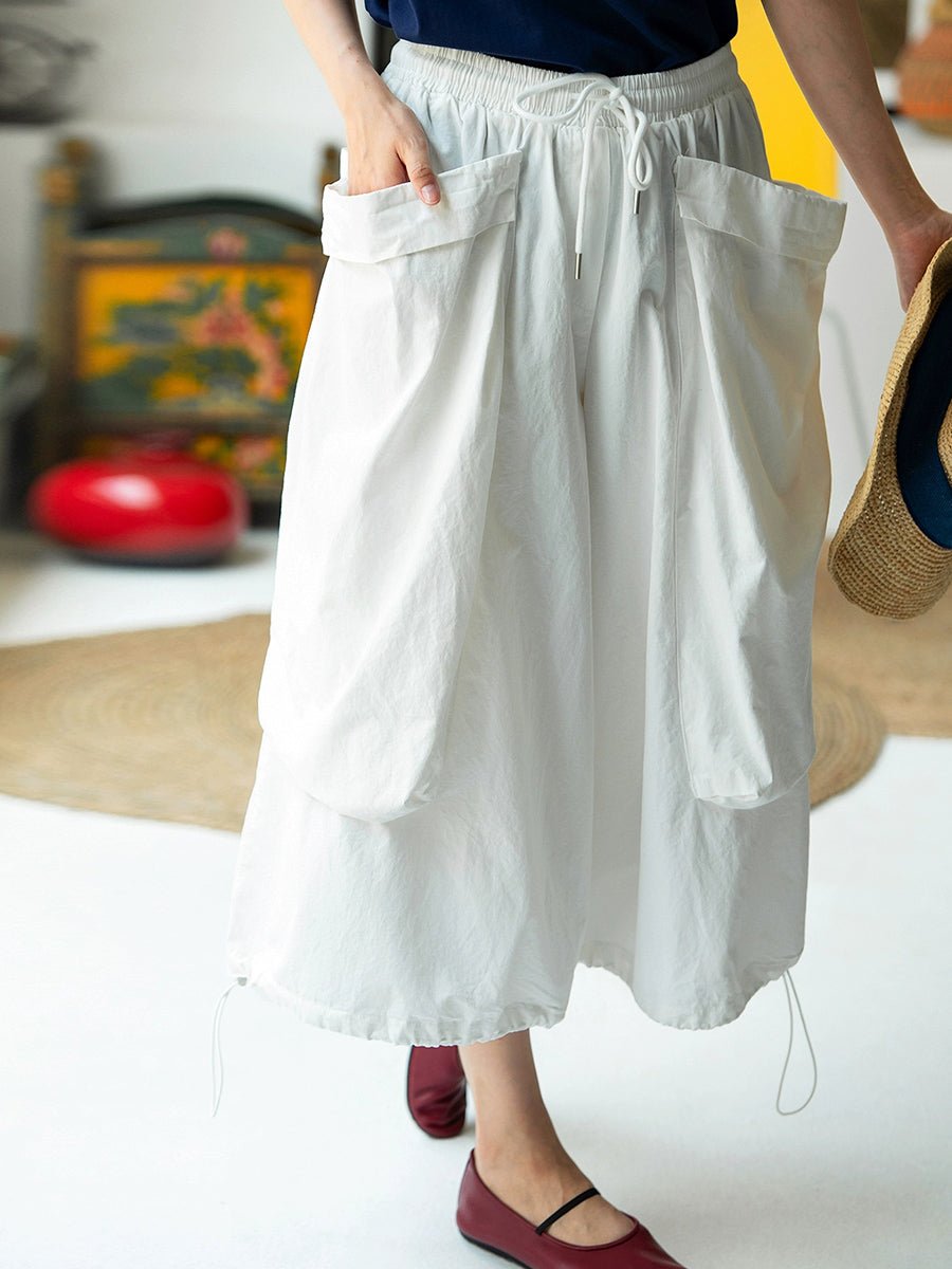 Women Summer Casual Pure Color 100%Cotton Cropped Pants