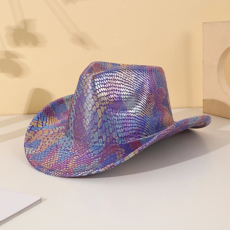 Women's Hip-Hop Japanese Style Cowboy Style Snakeskin Big Eaves Wide Eaves Fedora Hat