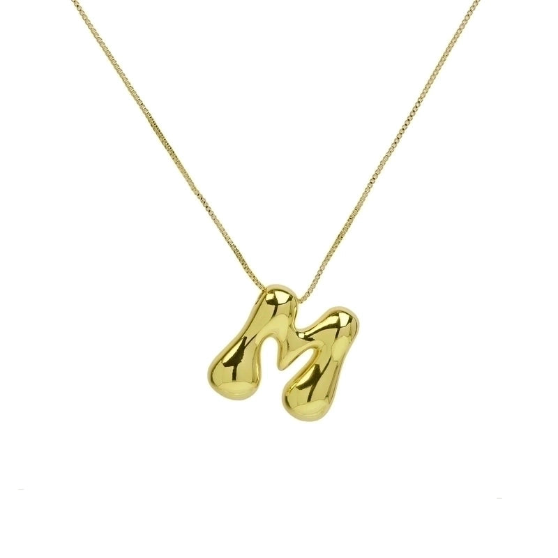 Copper 18K Gold Plated Minimalist Letter Plating Pendant Necklace
