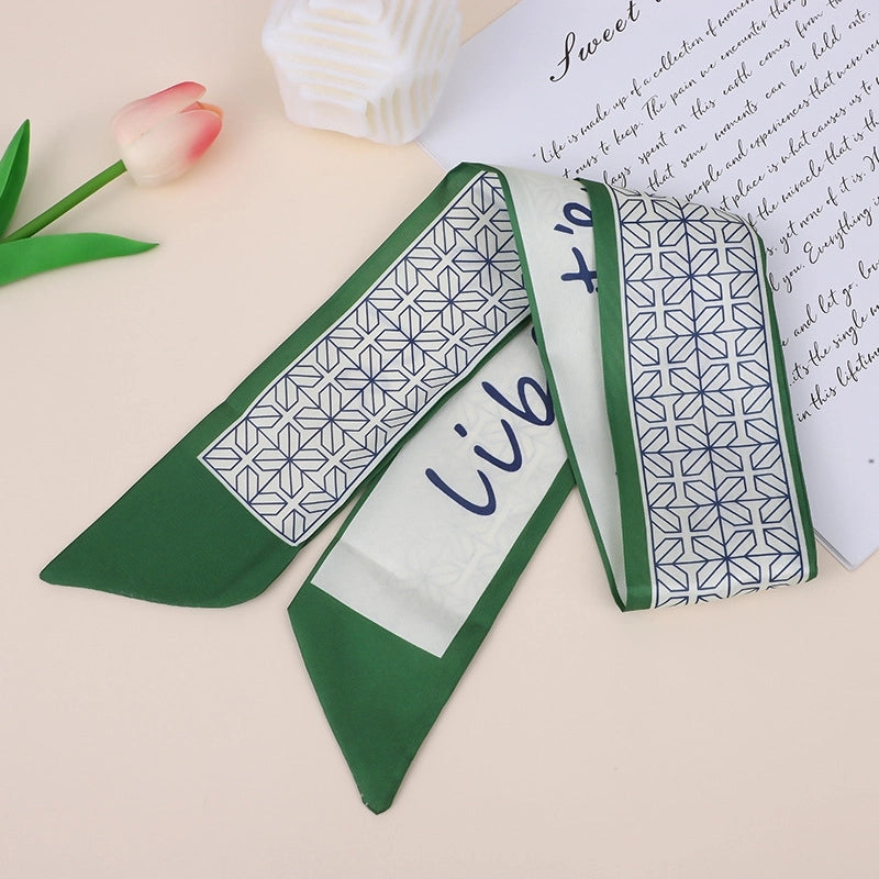 Women's Elegant Geometric Letter Flower Polyester Silk Scarf