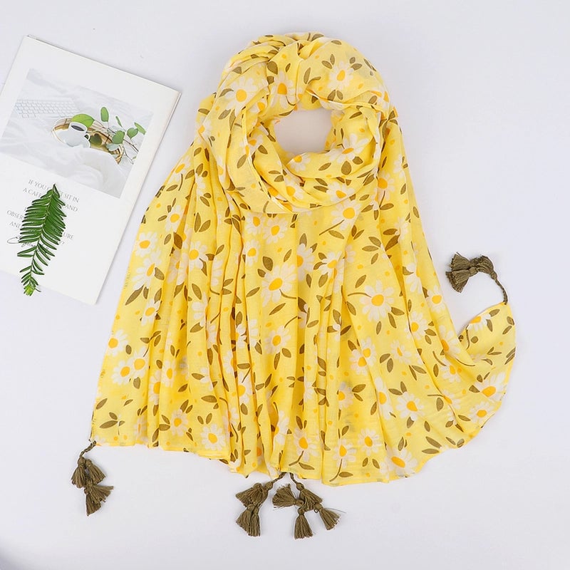 Women's Sweet Pastoral Flower Polyester Silk Scarf