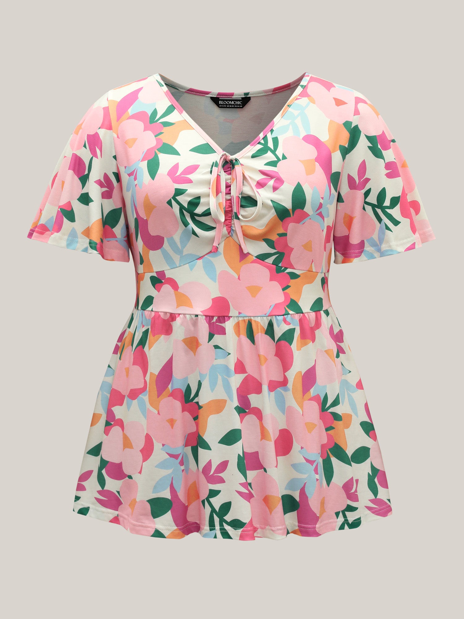 Groovy Floral Print Cinched Bust Top